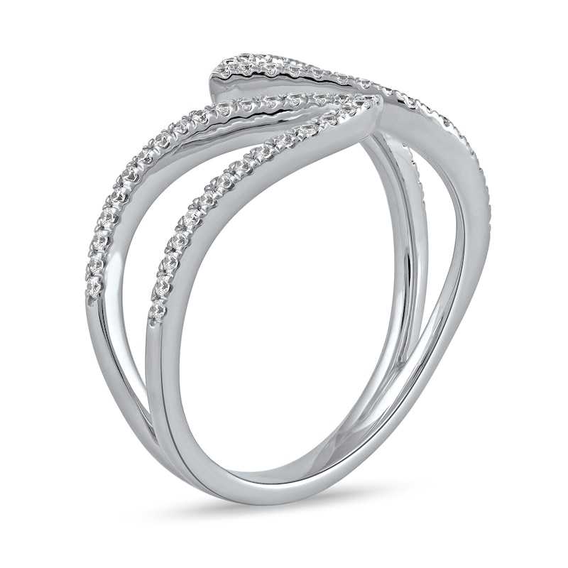 Main Image 2 of 1/4 CT. T.W. Diamond Leaf Outline Open Ring in 10K White Gold