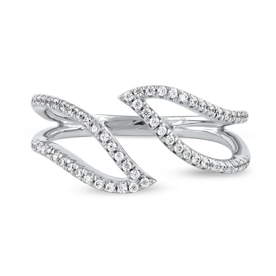 1/4 CT. T.w. Diamond Leaf Outline Open Ring in 10K White Gold