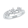 Thumbnail Image 1 of 1/15 CT. T.W. Diamond Triple Flower Split Shank Ring in Sterling Silver