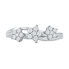 Thumbnail Image 3 of 1/15 CT. T.W. Diamond Triple Flower Split Shank Ring in Sterling Silver