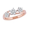 Thumbnail Image 1 of 1/15 CT. T.W. Diamond Triple Flower Split Shank Ring in Sterling Silver with 14K Rose Gold Plate