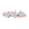 Thumbnail Image 3 of 1/15 CT. T.W. Diamond Triple Flower Split Shank Ring in Sterling Silver with 14K Rose Gold Plate