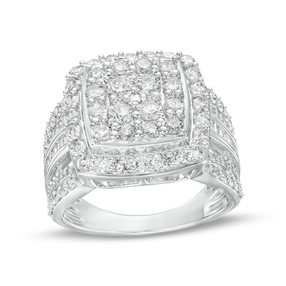 2 CT. T.w. Cushion-Shaped Multi-Diamond Frame Multi-Row Ring in 10K White Gold
