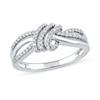 Thumbnail Image 1 of 1/5 CT. T.W. Diamond Wave Triple Strand Wrapped Ring in 10K White Gold