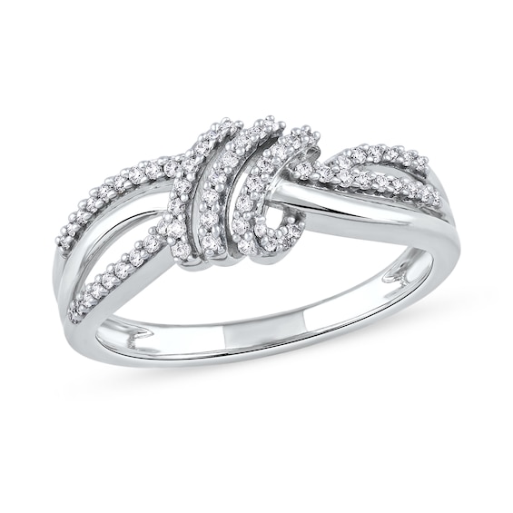 1/5 CT. T.w. Diamond Wave Triple Strand Wrapped Ring in 10K White Gold