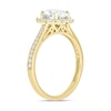 Thumbnail Image 2 of Oval White Lab-Created Sapphire and 1/3 CT. T.W. Diamond Starburst Frame Engagement Ring in 10K Gold