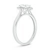 Thumbnail Image 2 of Oval White Lab-Created Sapphire and 1/6 CT. T.W. Diamond Starburst Frame Engagement Ring in 10K White Gold