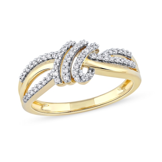 1/5 CT. T.w. Diamond Wave Triple Strand Wrapped Ring in 10K Gold