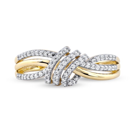 1/5 CT. T.w. Diamond Wave Triple Strand Wrapped Ring in 10K Gold