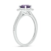 Thumbnail Image 2 of 6.0mm Cushion-Cut Amethyst and 1/5 CT. T.W. Diamond Art Deco Frame Engagement Ring in 10K White Gold