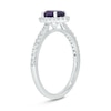 Thumbnail Image 2 of Oval Amethyst and 1/4 CT. T.W. Diamond Frame Tapered Shank Engagement Ring in 10K White Gold