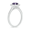 Thumbnail Image 2 of Oval Amethyst and 1/4 CT. T.W. Diamond Starburst Frame Engagement Ring in 10K White Gold