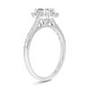 Thumbnail Image 2 of Pear-Shaped White Lab-Created Sapphire and 1/5 CT. T.W. Diamond Pointed Frame Engagement Ring in 10K White Gold