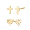 Thumbnail Image 1 of Child's Cross and Heart Stud Earrings Set in 14K Gold