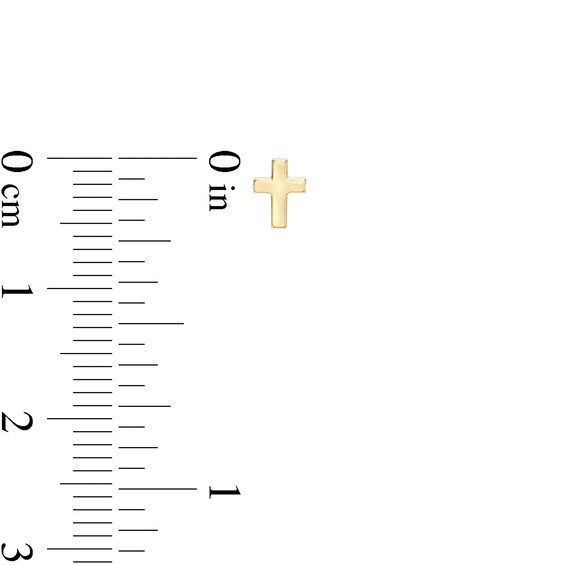 Child's Cross and Heart Stud Earrings Set in 14K Gold