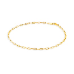 2.5mm Paper Clip Link Chain Anklet in Solid 14K Gold - 10"