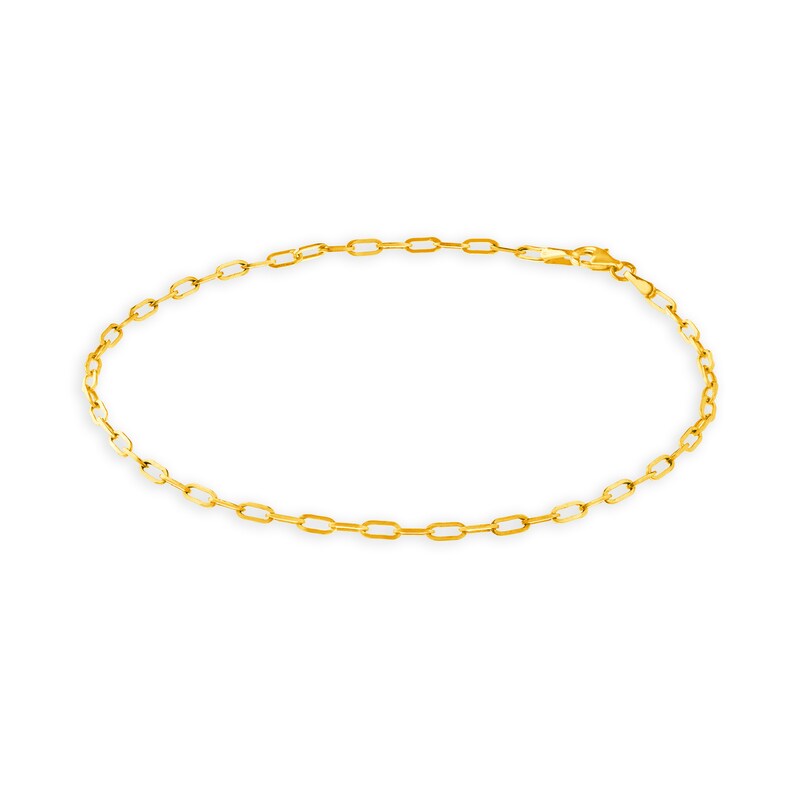 Main Image 1 of 2.5mm Paper Clip Link Chain Anklet in Solid 14K Gold - 10"