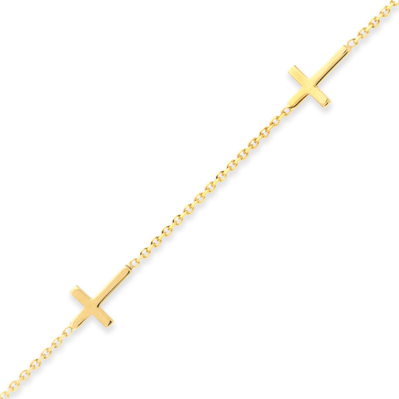 Main Image 2 of Five Sideways Cross Station Bracelet in 14K Gold - 7.25"