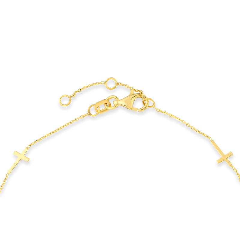 Main Image 3 of Five Sideways Cross Station Bracelet in 14K Gold - 7.25"