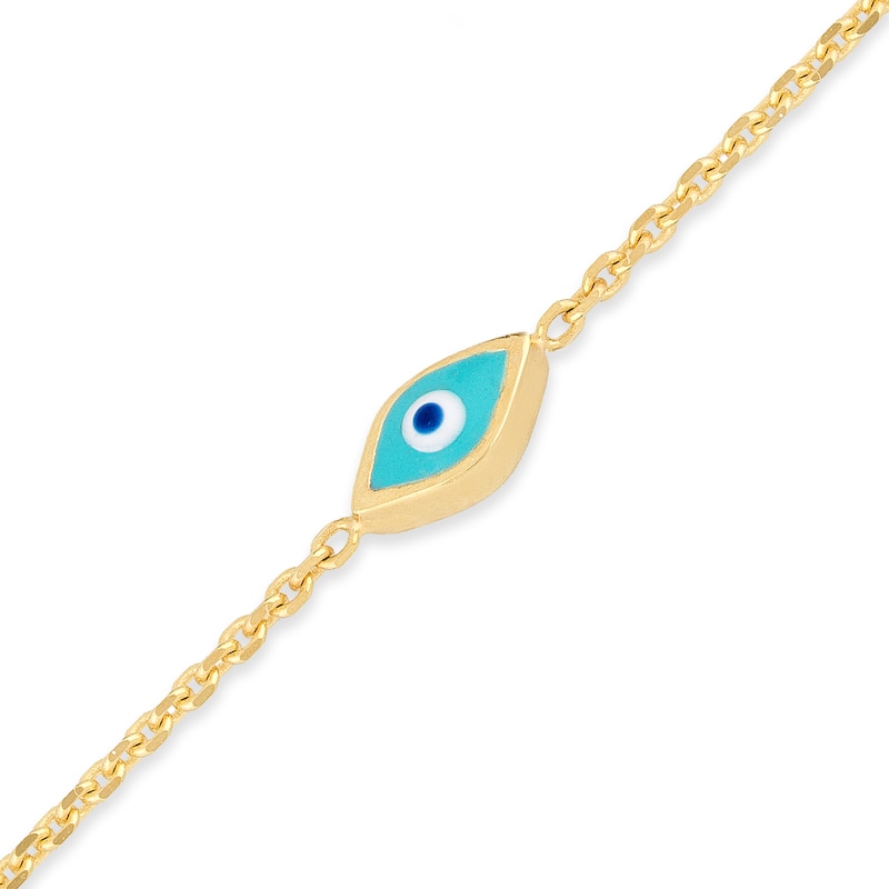 Enamel Five Evil Eye Station Bracelet in 14K Gold - 7.25"