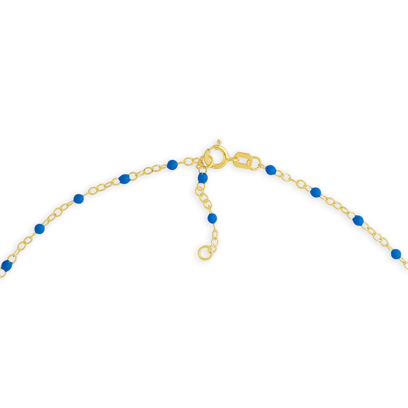 Main Image 3 of Enamel Cobalt Bead Station Anklet in 14K Gold - 10"
