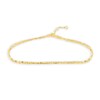 Thumbnail Image 1 of Diamond-Cut Double Strand Valentino and Hammered Forzatina Anklet in 14k Gold - 10&quot;