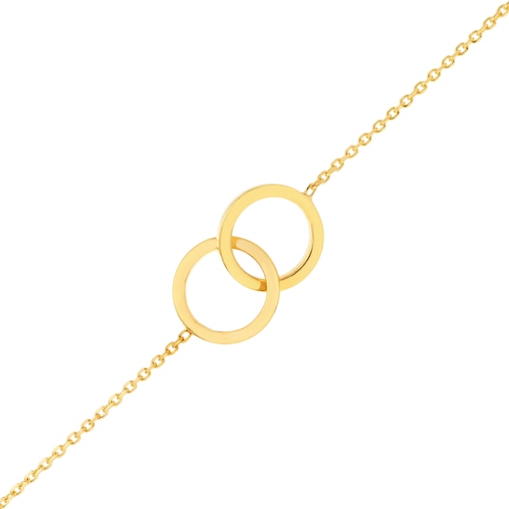 Interlocking Double Circle Anklet in 14K Gold - 10"