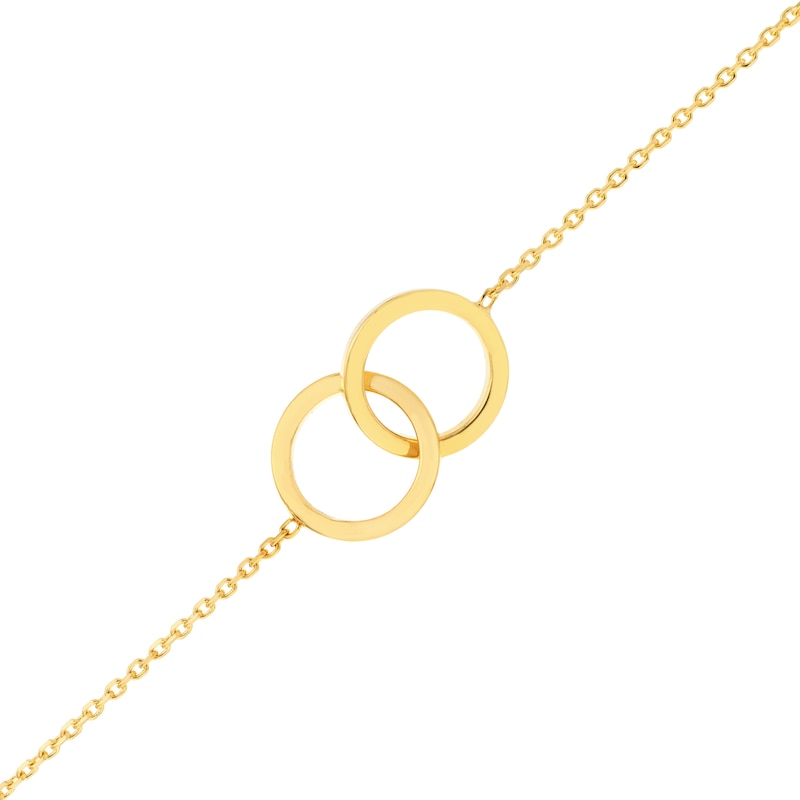 Main Image 2 of Interlocking Double Circle Anklet in 14K Gold - 10"