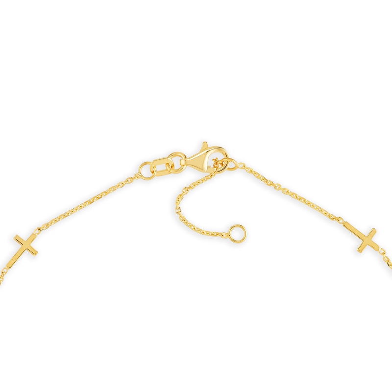 Main Image 3 of Six Sideways Cross Station Anklet in 14K Gold - 10"