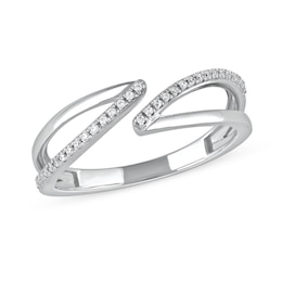 1/10 CT. T.W. Diamond Open Shank Bypass Wrap Ring in 10K White Gold