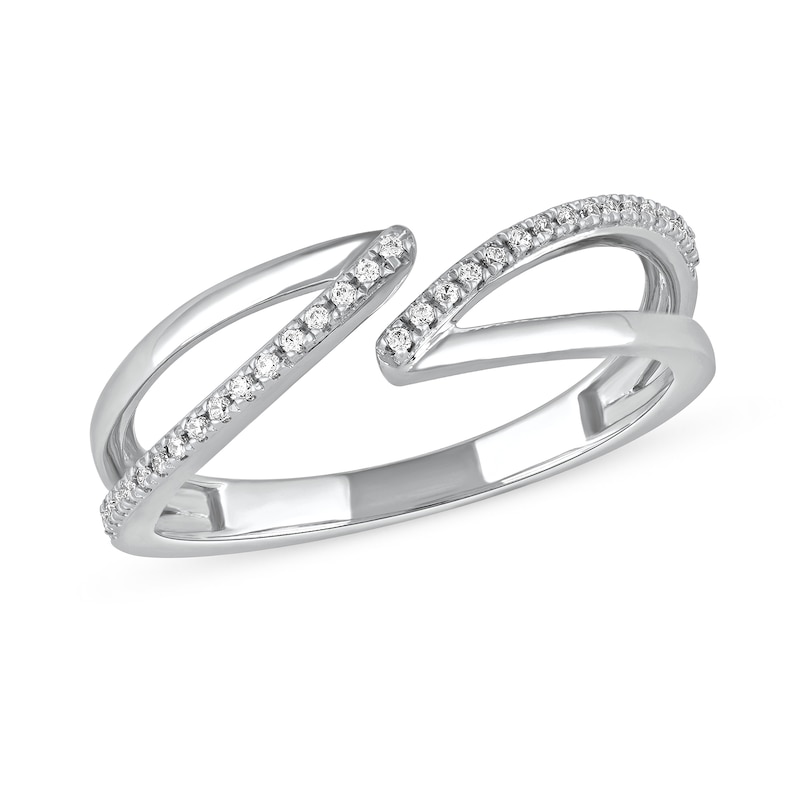 Main Image 1 of 1/10 CT. T.W. Diamond Open Shank Bypass Wrap Ring in 10K White Gold