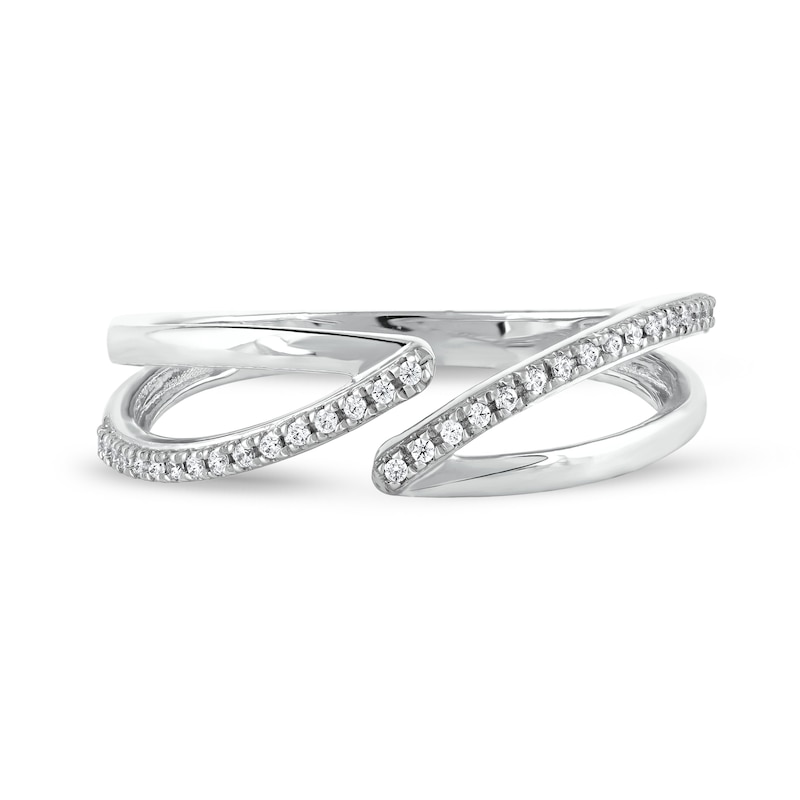 Main Image 3 of 1/10 CT. T.W. Diamond Open Shank Bypass Wrap Ring in 10K White Gold