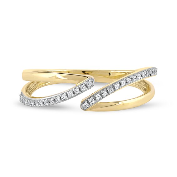 1/10 CT. T.w. Diamond Open Shank Bypass Wrap Ring in 10K Gold