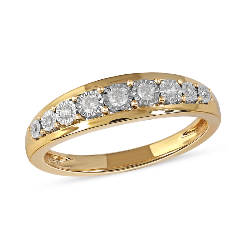 Main Image 1 of 1/6 CT. T.W. Diamond Single Row Nine Stone Ring in 10K Gold