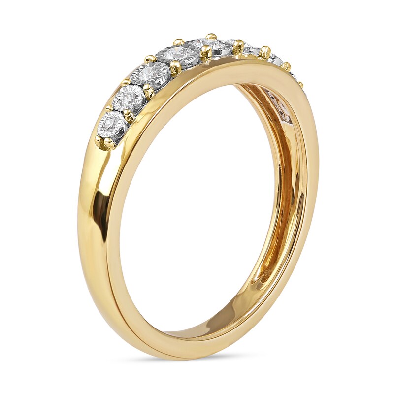 Main Image 2 of 1/6 CT. T.W. Diamond Single Row Nine Stone Ring in 10K Gold