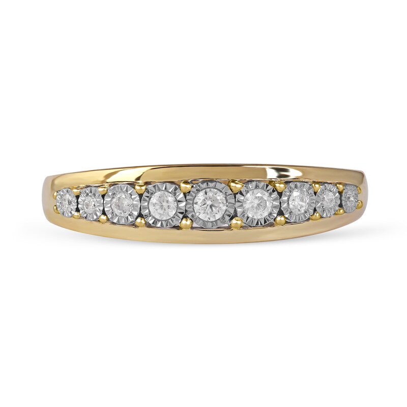 Main Image 3 of 1/6 CT. T.W. Diamond Single Row Nine Stone Ring in 10K Gold