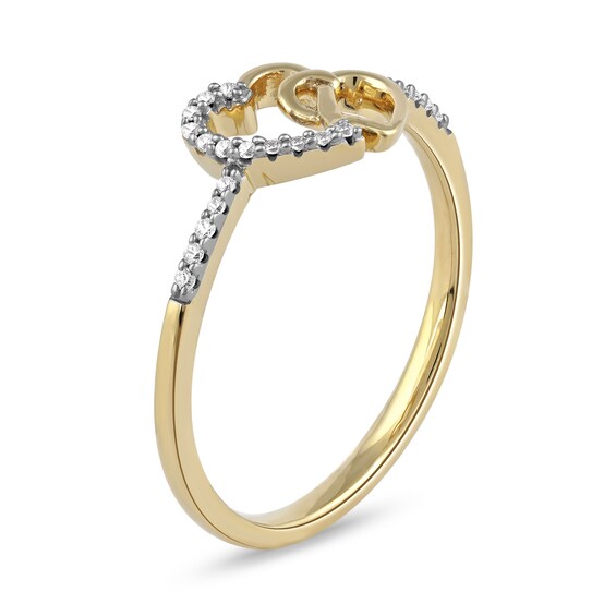 1/20 CT. T.w. Diamond Intertwined Double Heart Ring in Sterling Silver with 14K Gold Plate
