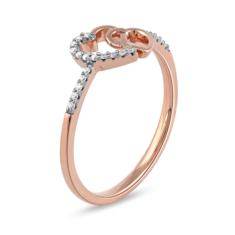 1/20 CT. T.W. Diamond Intertwined Double Heart Ring in Sterling Silver with 14K Rose Gold Plate