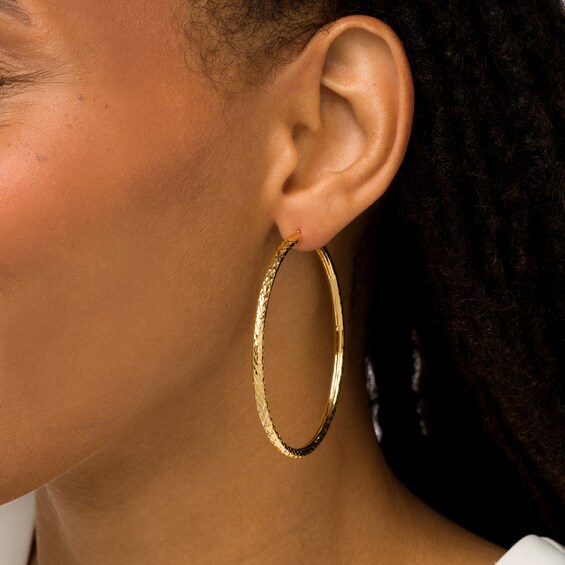 Oro Diamanteâ¢ 55.0mm Diamond-Cut Tube Hoop Earrings in 14K Gold