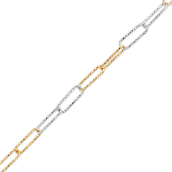Oro Diamanteâ¢ 2.7mm Alternating Diamond-Cut Paper-Clip Chain Bracelet in Solid 14K Two-Tone Gold â 7.25"