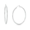 Thumbnail Image 1 of Oro Diamante™ 45.0mm Diamond-Cut Tube Hoop Earrings in 14K White Gold