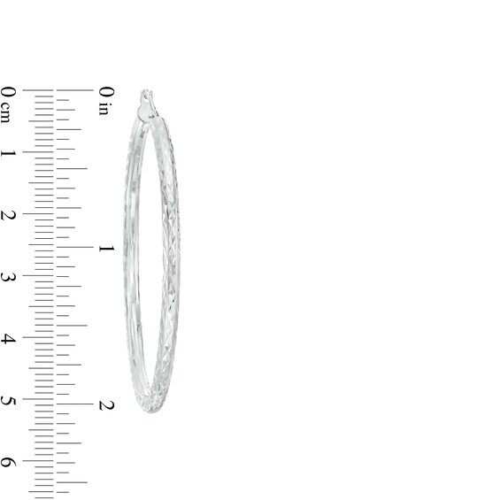 Oro Diamanteâ¢ 45.0mm Diamond-Cut Tube Hoop Earrings in 14K White Gold