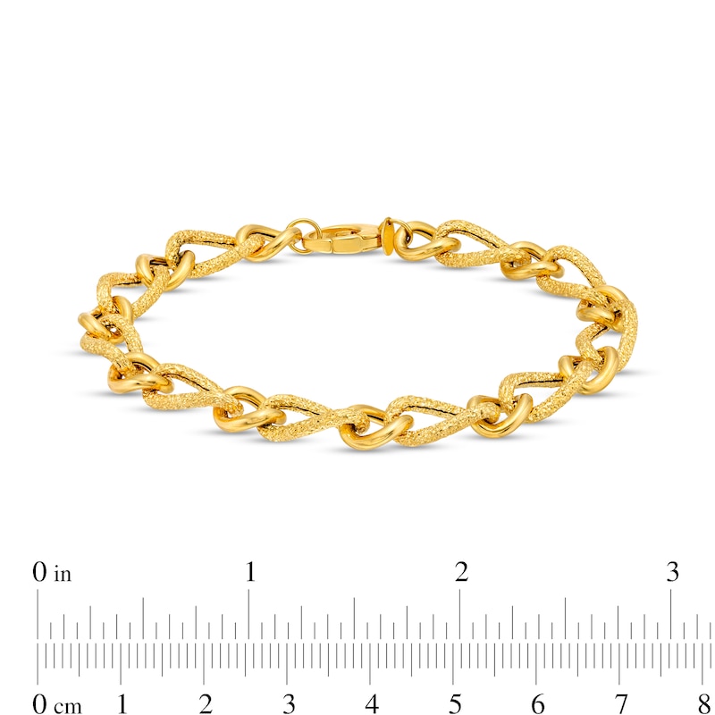 Main Image 4 of Oro Diamante™ 2.0mm Diamond-Cut Link Chain Bracelet in Hollow 14K Gold – 7.25"