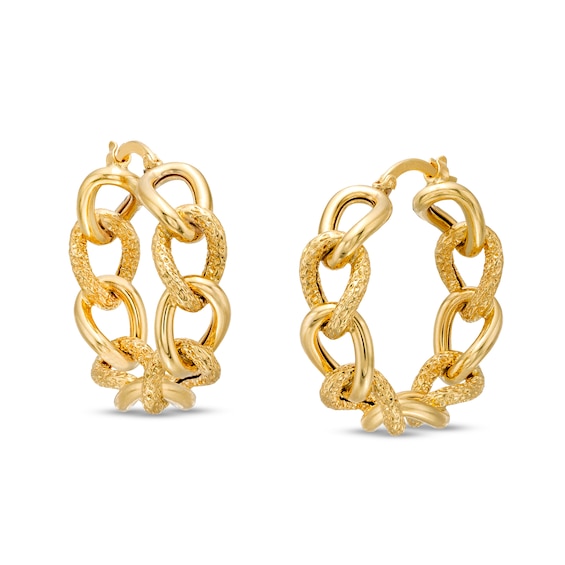 Oro Diamanteâ¢ 20.0mm Diamond-Cut Glitter Twist Hoop Earrings in 14K Gold