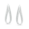Thumbnail Image 1 of Oro Diamante™ 34.0mm Diamond-Cut Twist Hoop Earrings in 14K White Gold