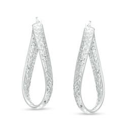 Oro Diamante 34.0mm Diamond-Cut Twist Hoop Earrings in 14K White Gold