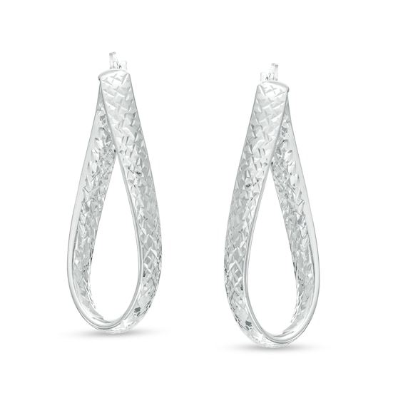 Oro Diamanteâ¢ 34.0mm Diamond-Cut Twist Hoop Earrings in 14K White Gold