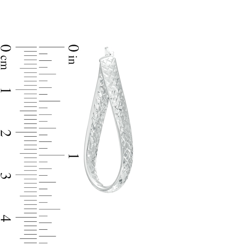 Main Image 3 of Oro Diamante™ 34.0mm Diamond-Cut Twist Hoop Earrings in 14K White Gold
