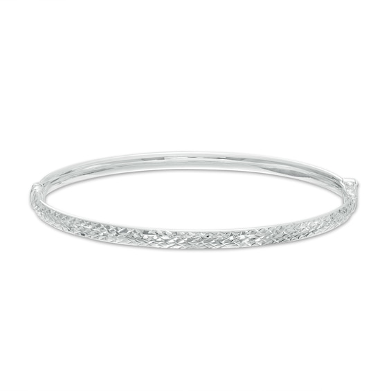 Oro Diamanteâ¢ 4.0mm Diamond-Cut Bangle in Hollow 14K White Gold