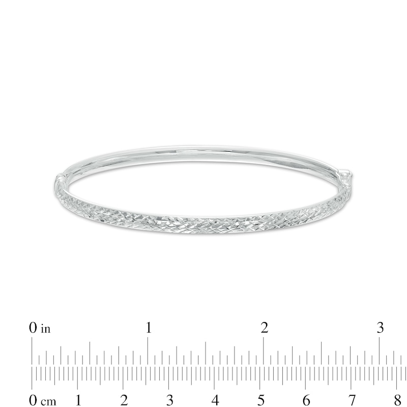 Main Image 3 of Oro Diamante™ 4.0mm Diamond-Cut Bangle in Hollow 14K White Gold